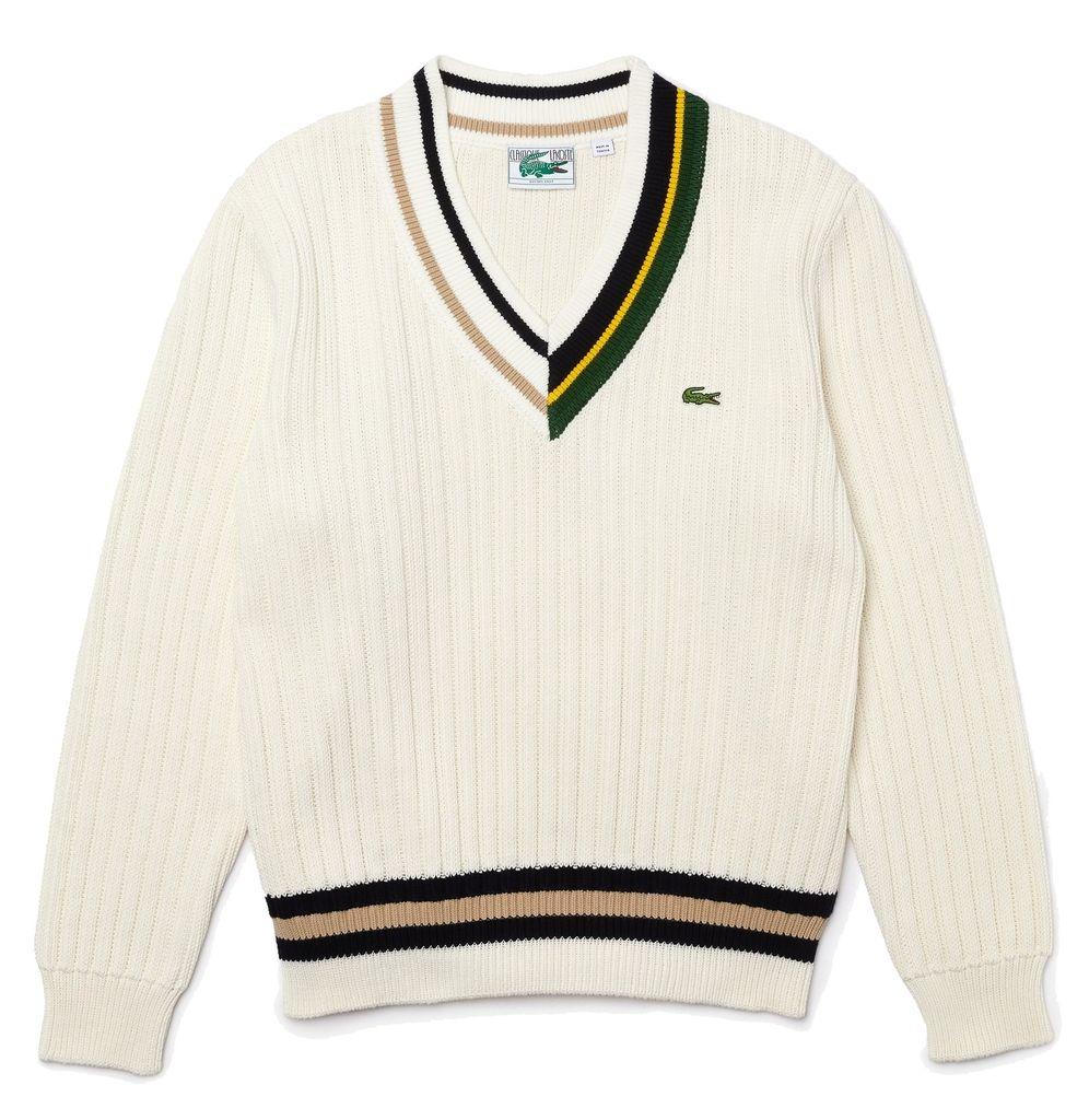 Lacoste Cable Knit V-Neck Sweater