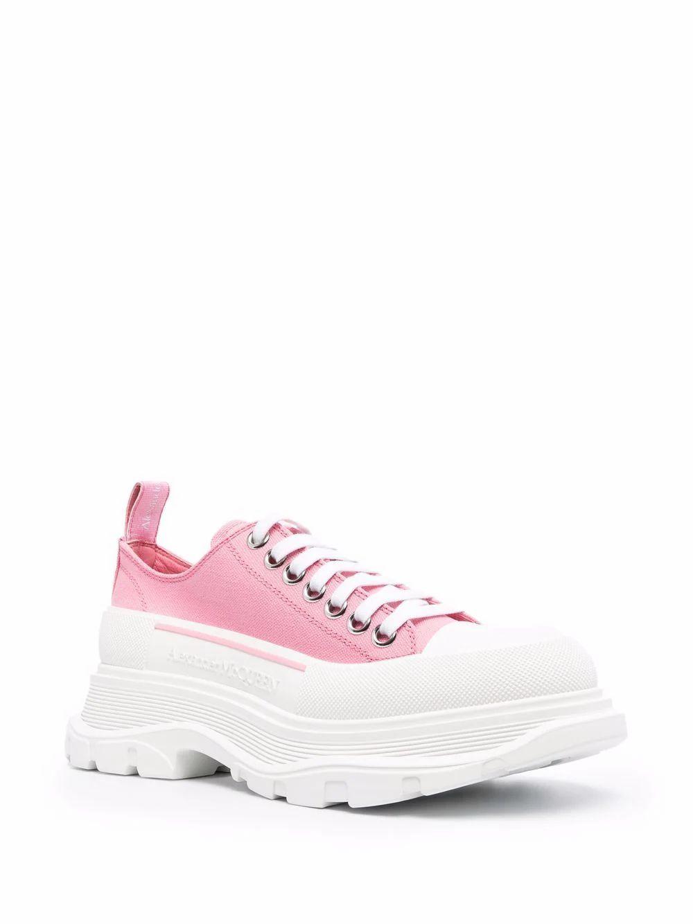 Alexander McQueen Canvas Pink Tread Slick Lace Up Shoes 