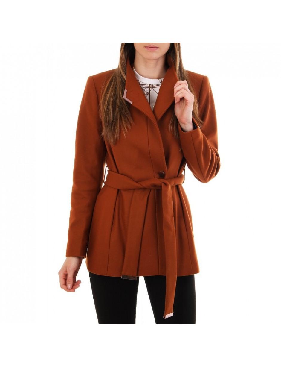 Ted Baker Wool Drytaa Short Belted Wrap Coat in Brown - Lyst