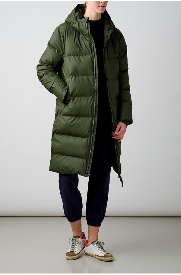 green long puffer jacket