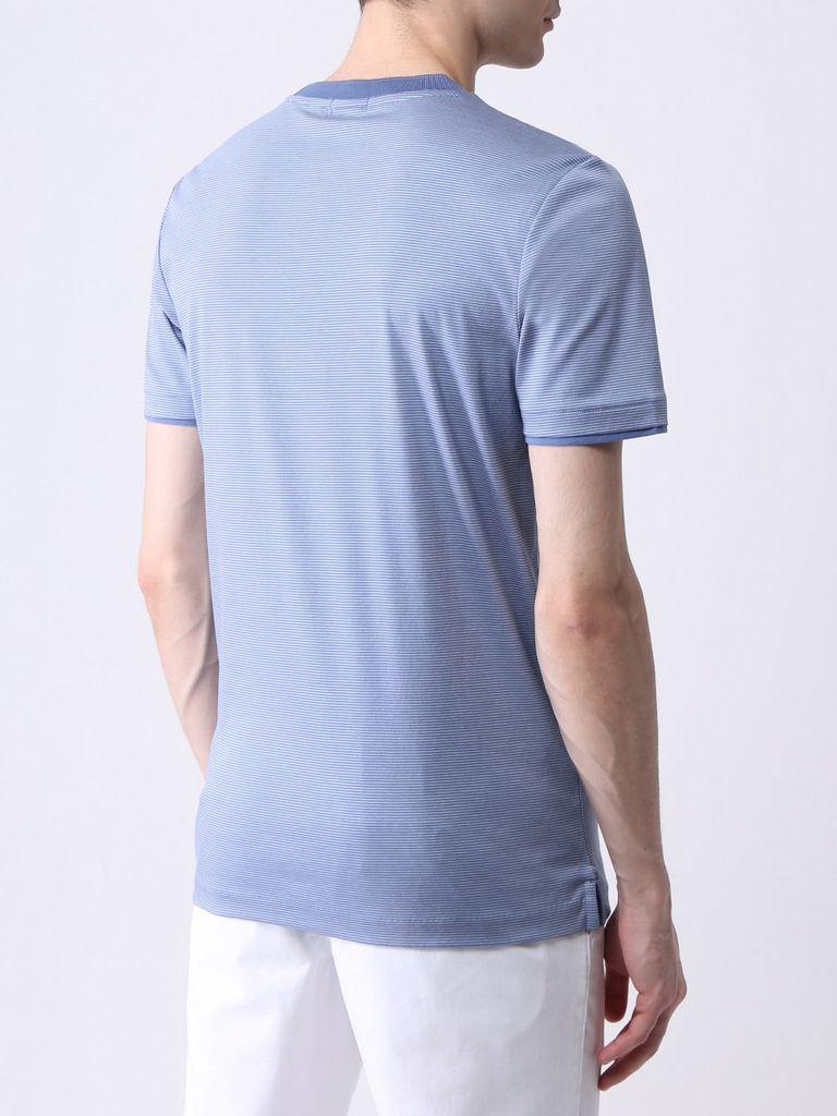 BOSS by HUGO BOSS Tessler 158 Open Slim-fit T-shirt In Fine-striped  Interlock Cotton 50449909 in Blue for Men - Lyst