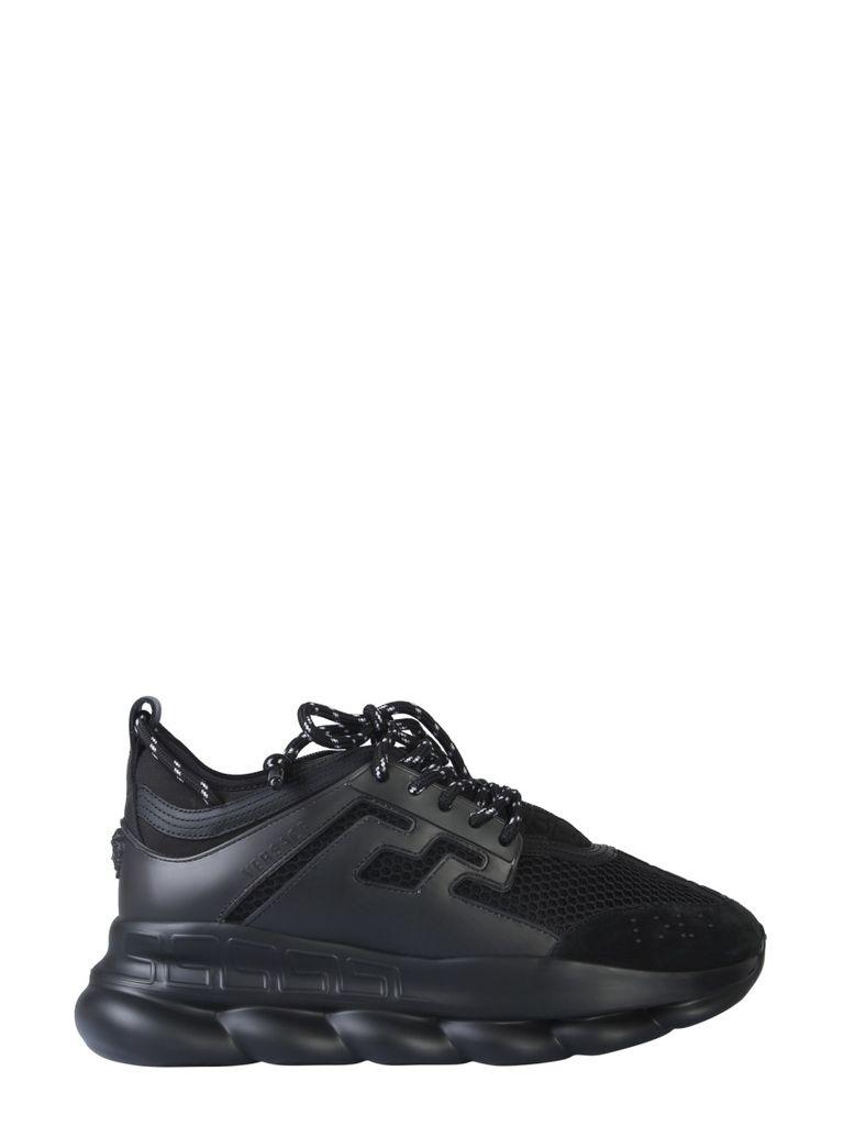 Versace Chain Reaction Leather And Mesh Trainers in Black for Men - Save  65% - Lyst