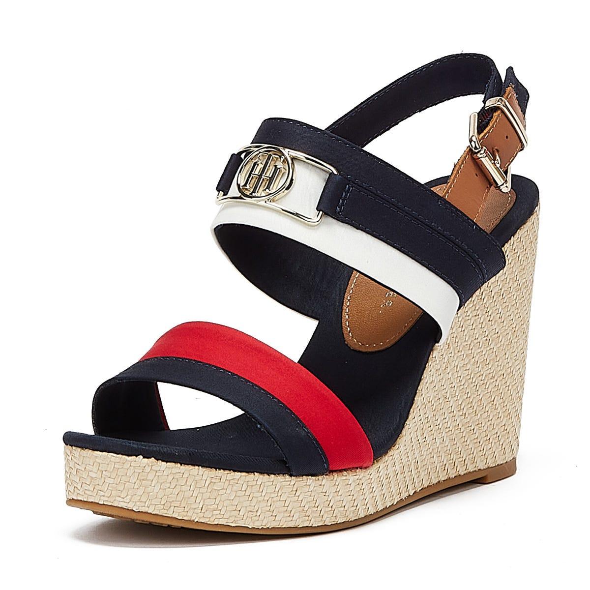 Tommy Hilfiger Cotton Essential Tommy High Wedge Wedges in Blue | Lyst