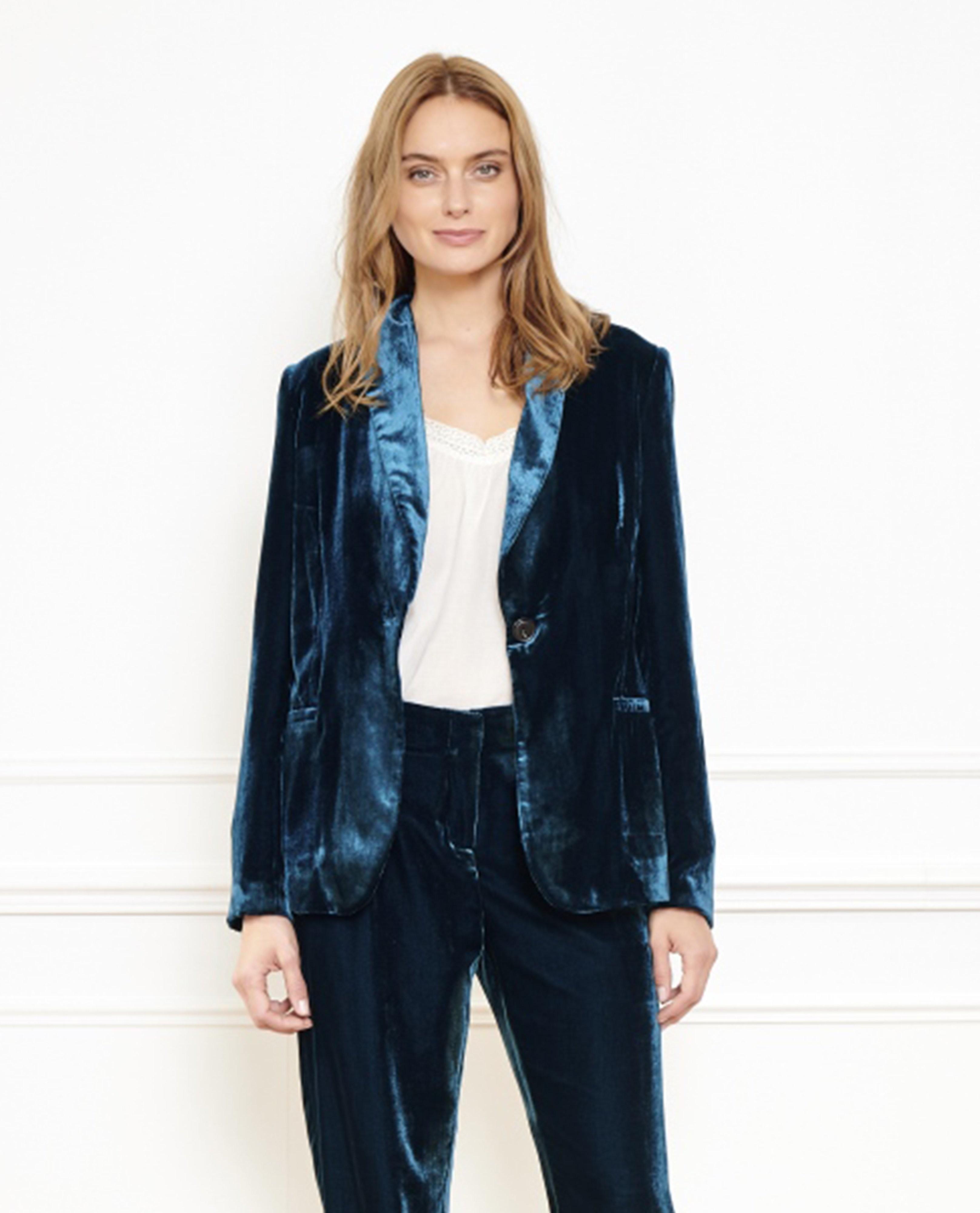 light blue velvet jacket