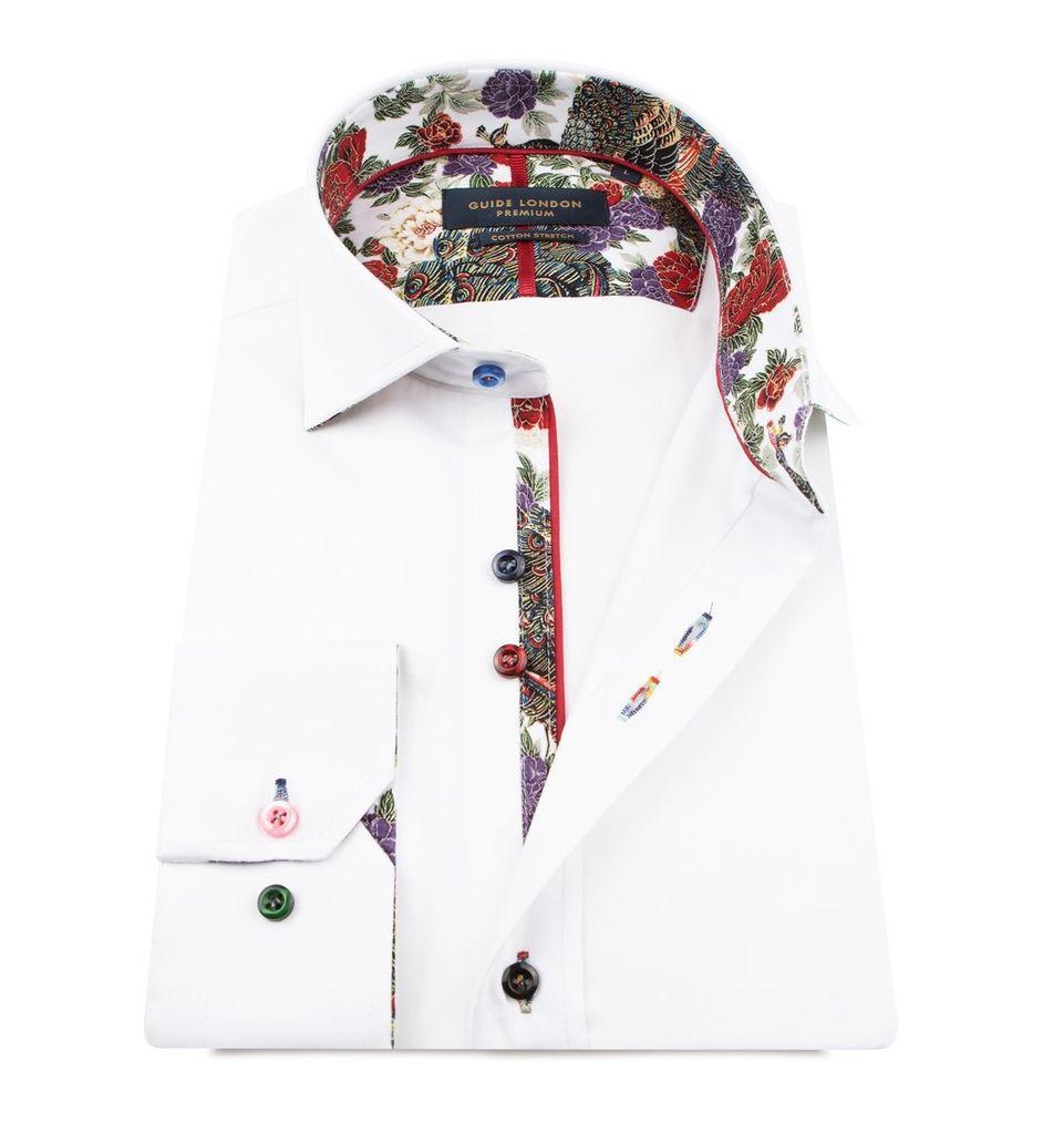 New Mens Guide London HS1940 Short Sleeve Oxford Mini-Check Contrast Shirt White 