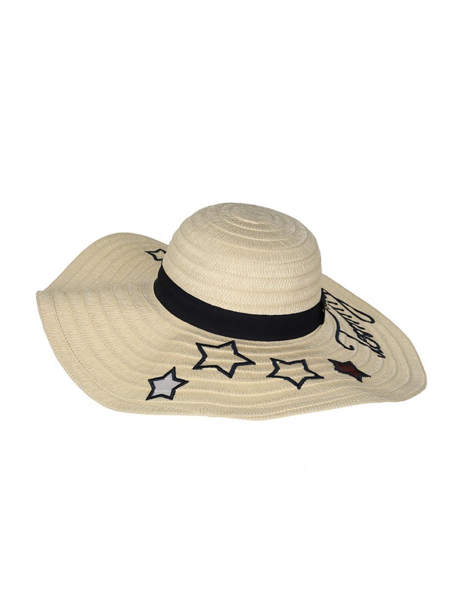 Natural 203 Tommy Hilfiger Womens Tommy Stars Straw Hat Sun Size: OS One Beige