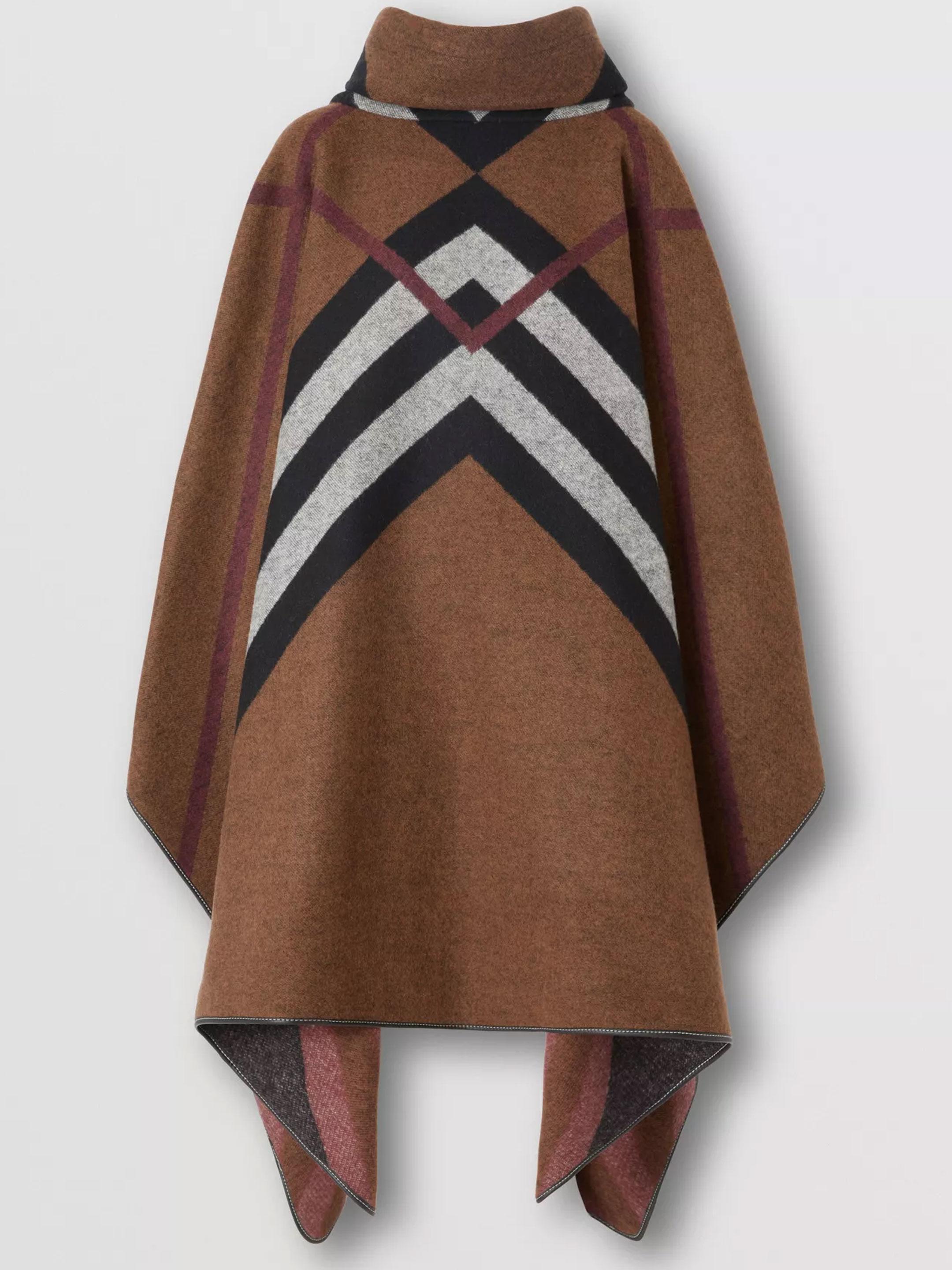 Burberry Chevron Check Poncho in Brown | Lyst
