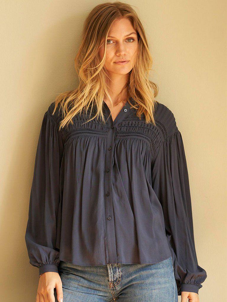 Lolly's Laundry Cara Blouse In Dark Blue - Lyst