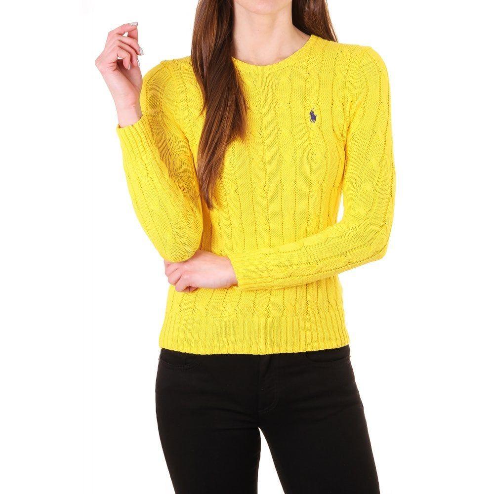 Polo Ralph Lauren Julianna Classic Cable Knit Jumper in Yellow | Lyst Canada