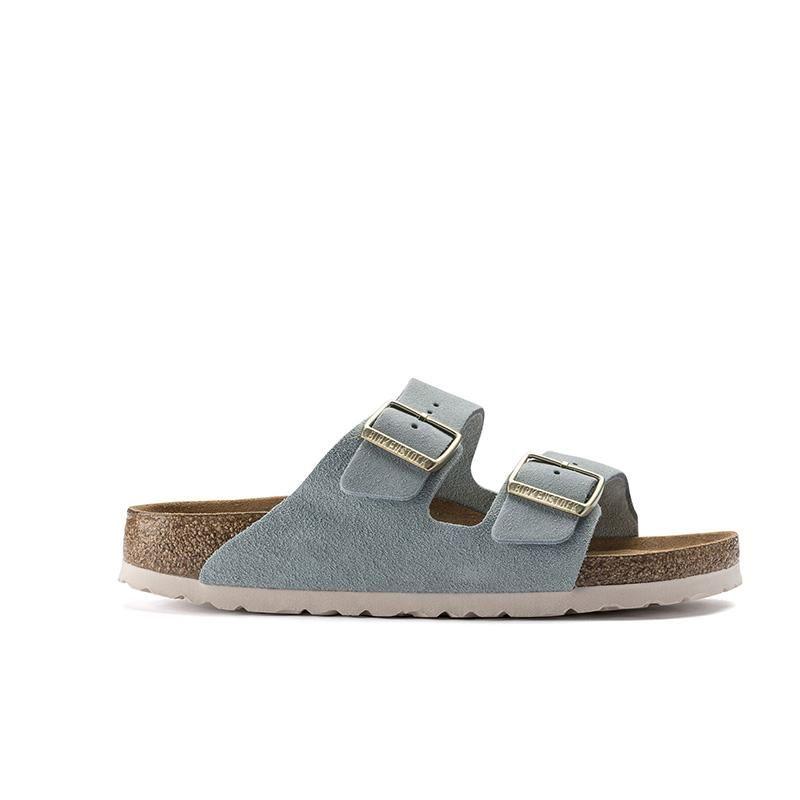 Birkenstock Arizona Soft Footbed Suede Leather Light Blue Narrow Fitting  Sandals | Lyst