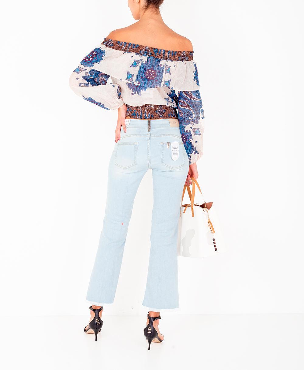 Liu Jo Denim Jeans Flare Con Glitter Ua2022d4506 in Blue | Lyst