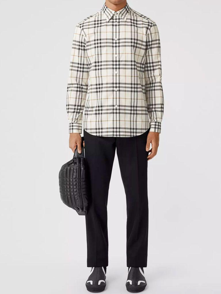 Burberry Tartan Cotton Shirt in White 