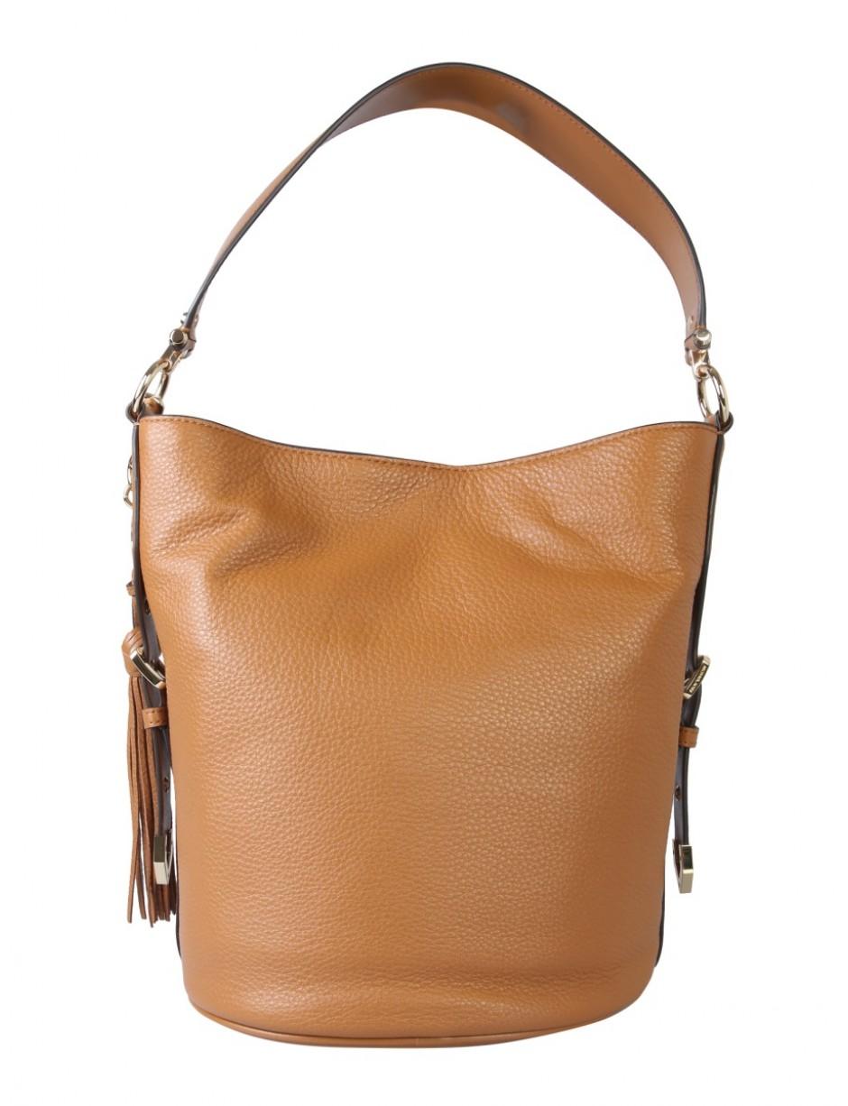 MICHAEL Michael Kors Leather Brooke Bucket Bag in White Lyst