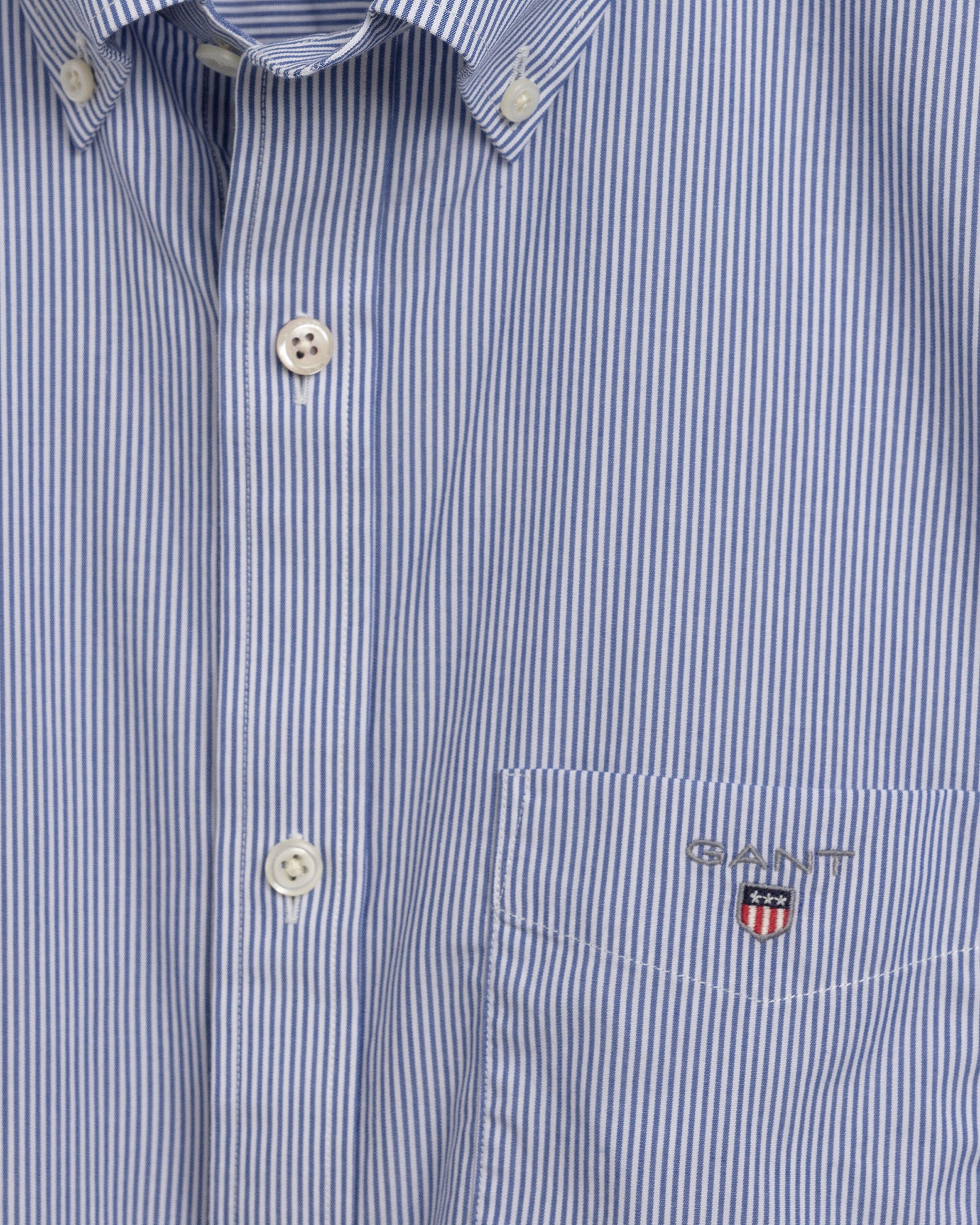 GANT Cotton College Regular Fit Short Sleeve Banker Stripe Broadcloth Shirt  3063001 436 in Blue for Men | Lyst