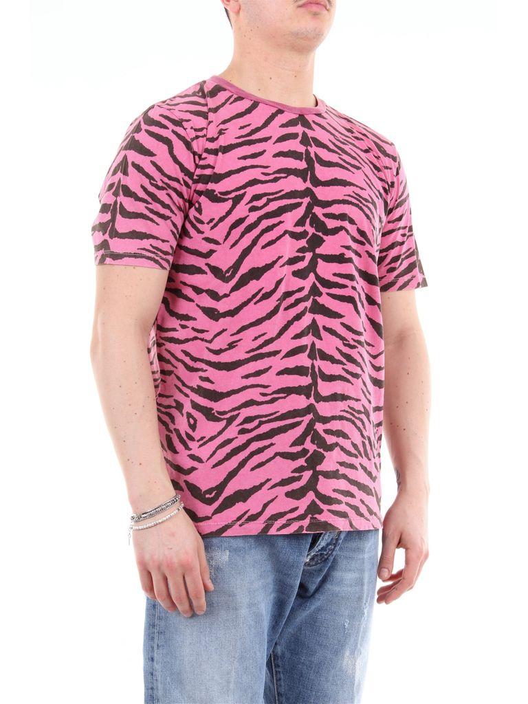 Saint Laurent Cotton Saint Laurent Crew Neck T-shirt With Zebra Print in Pink for Men - Lyst