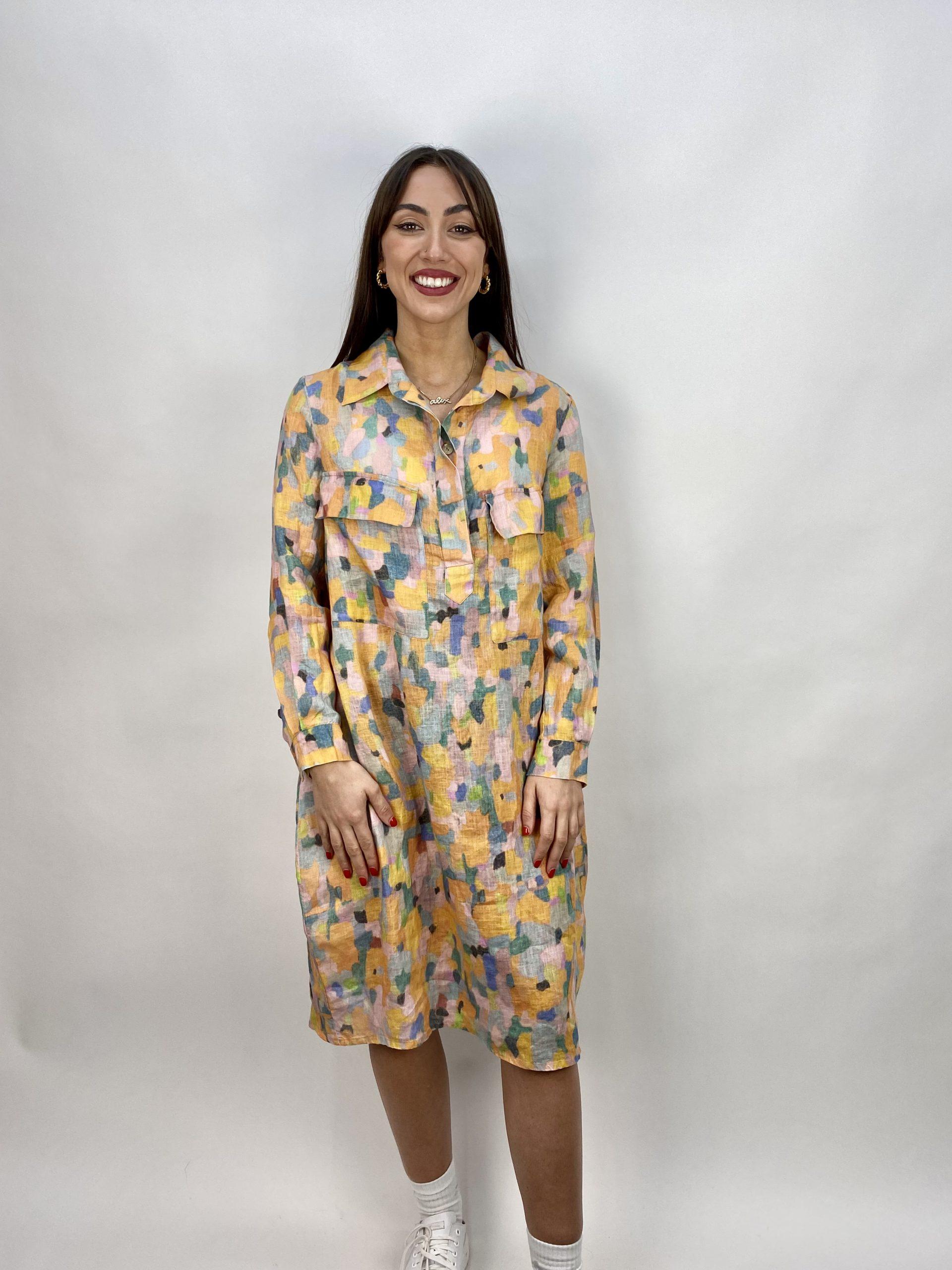 Grizas Linen Patterned Dress With 