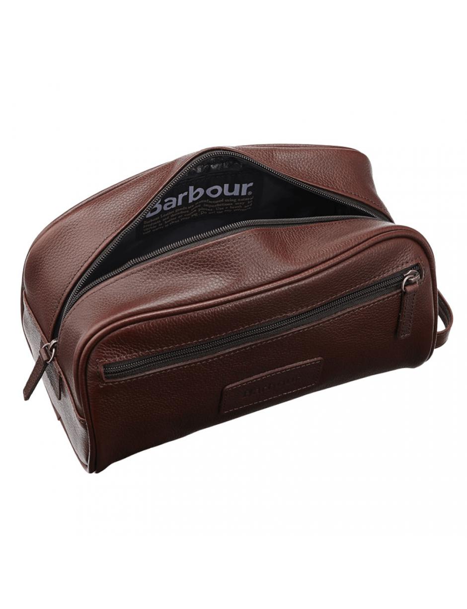 Barbour Leather Wash Bag in Brown for Men - Lyst