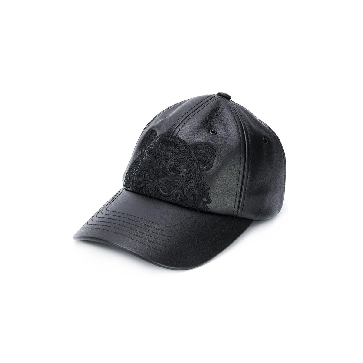KENZO Tiger Motif Leather Cap/black for 