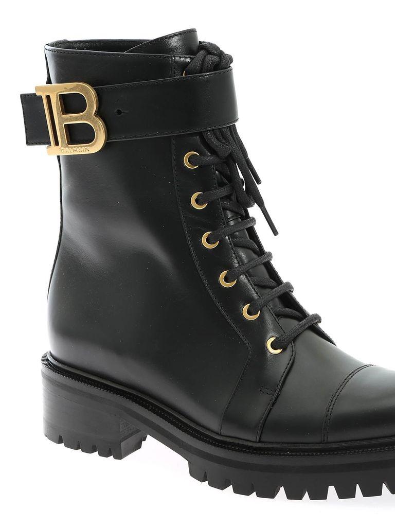 Balmain Leather Metal Logo Ankle Boots In Black - Lyst
