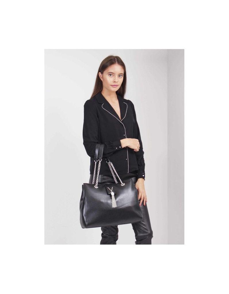 Valentino By Mario Valentino Leather Divina Shopper Bag Colour: Black - Lyst