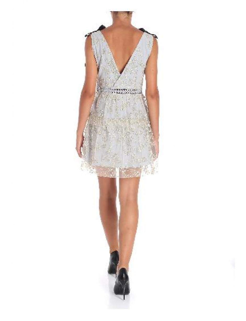 Self-Portrait Synthetic Tiered Floral Embroidered Mesh Mini Dress Self-Portrait Synthetic Tiered Floral Embroidered Mesh Mini Dress