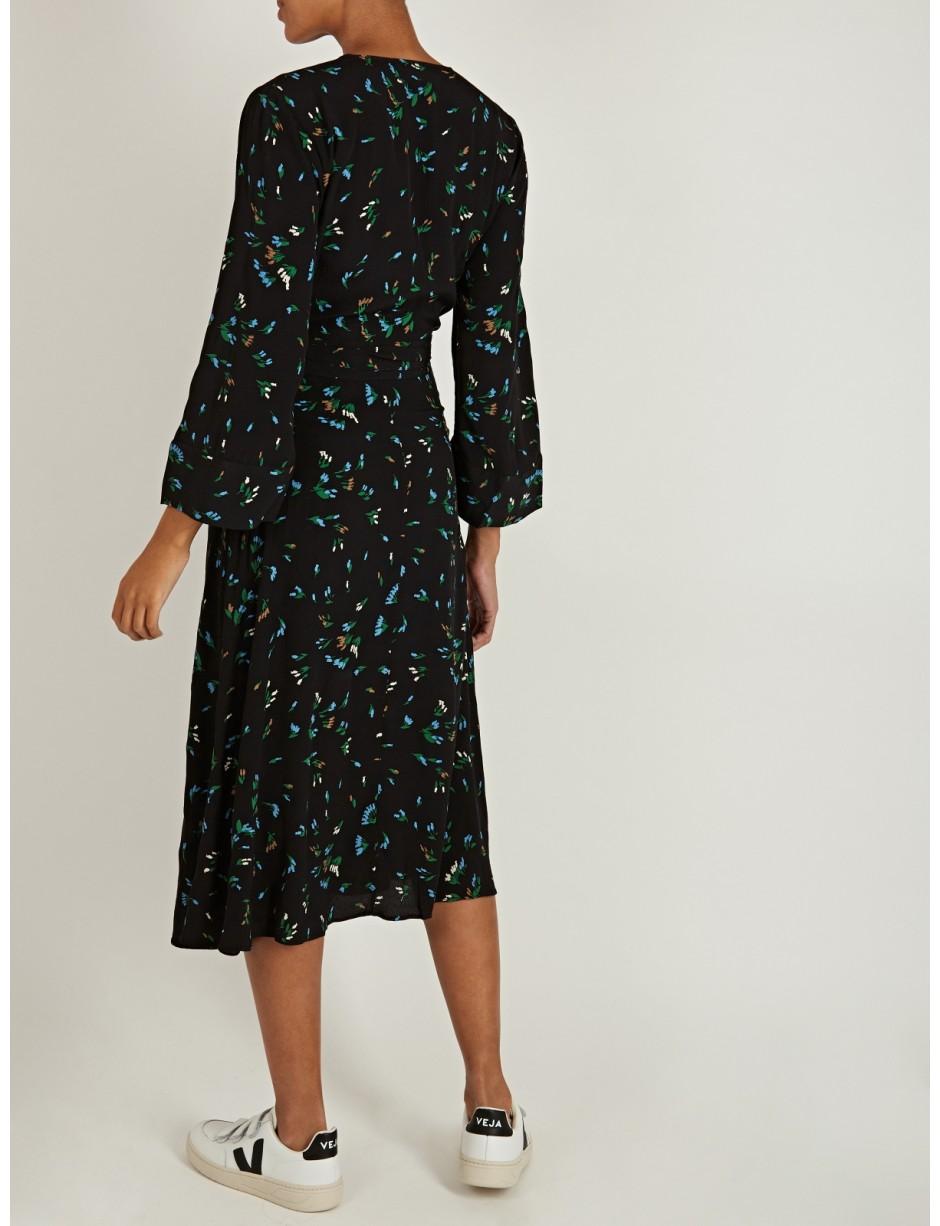 printed crepe wrap dress ganni