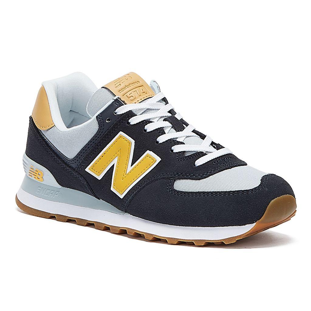 new balance 574 navy and yellow