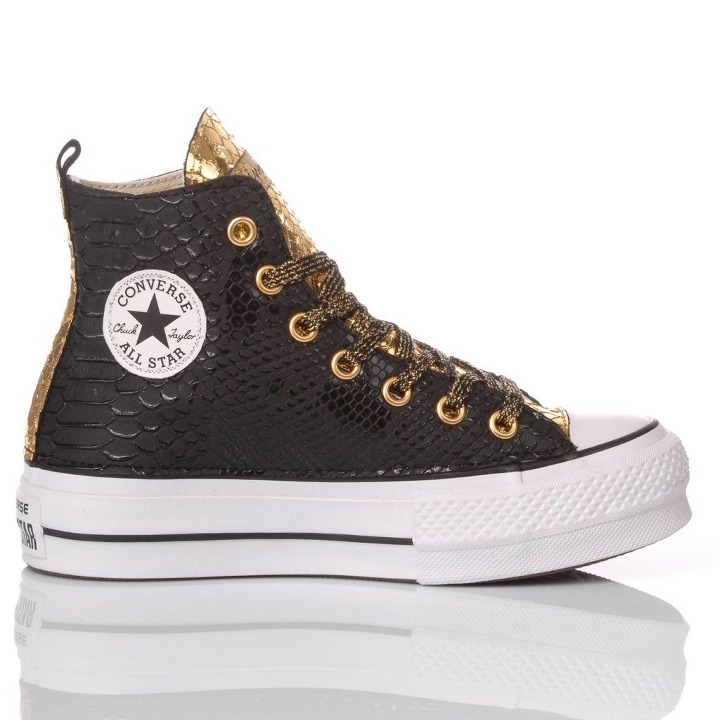 converse gold and black