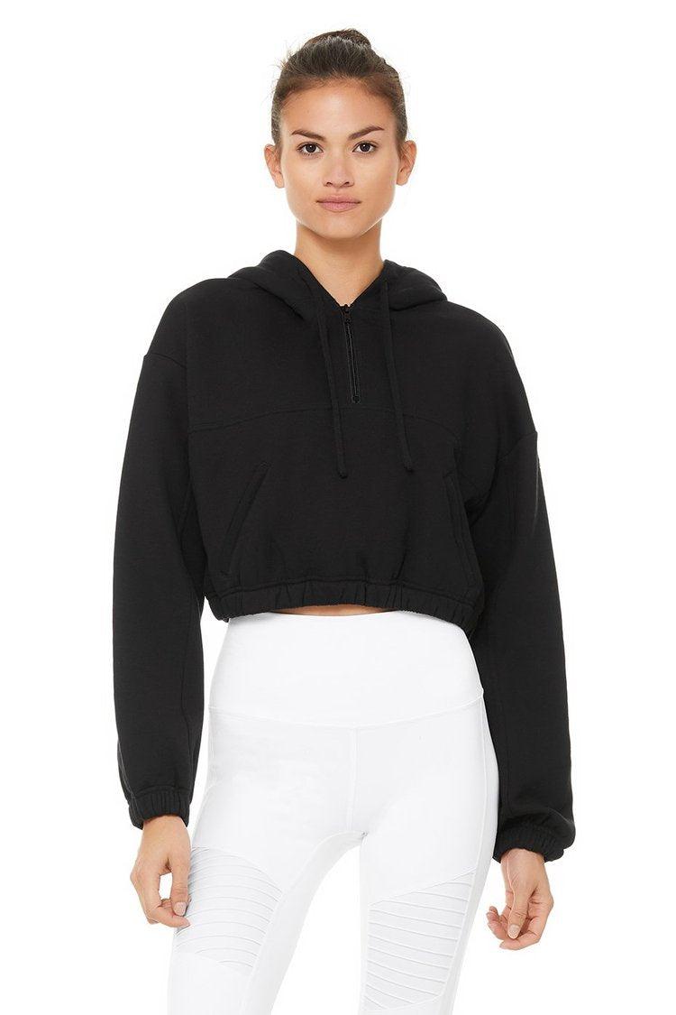 Alo Yoga Stadium Half Zip Hoodie in Black Lyst