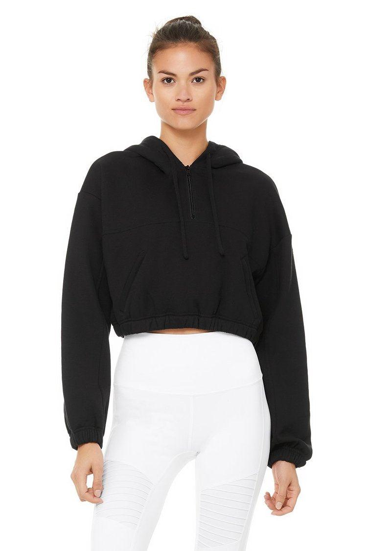 Alo Yoga Stadium Half Zip Hoodie in Black | Lyst