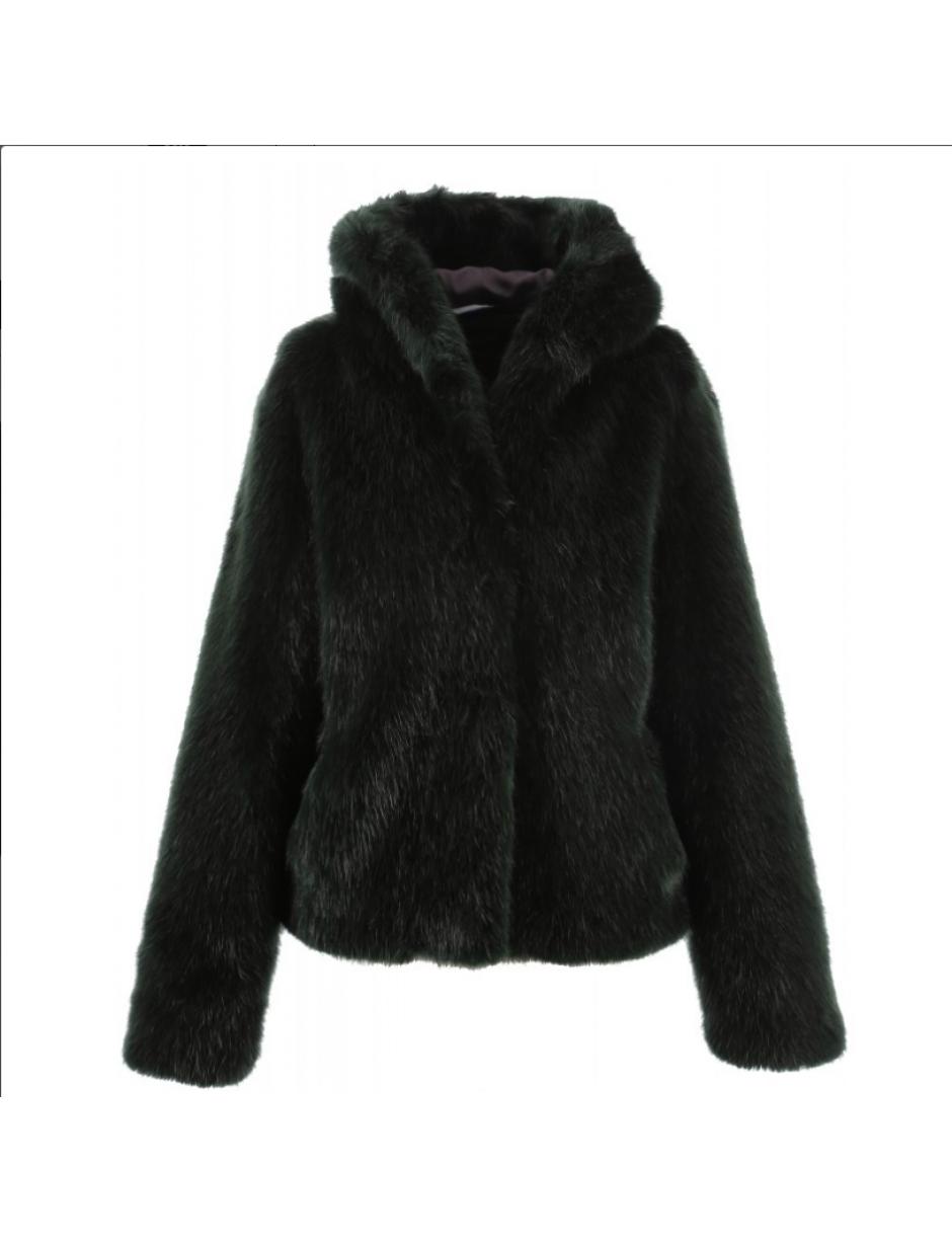 Oakwood Electro Hooded Fake Fur Jacket in Green - Lyst