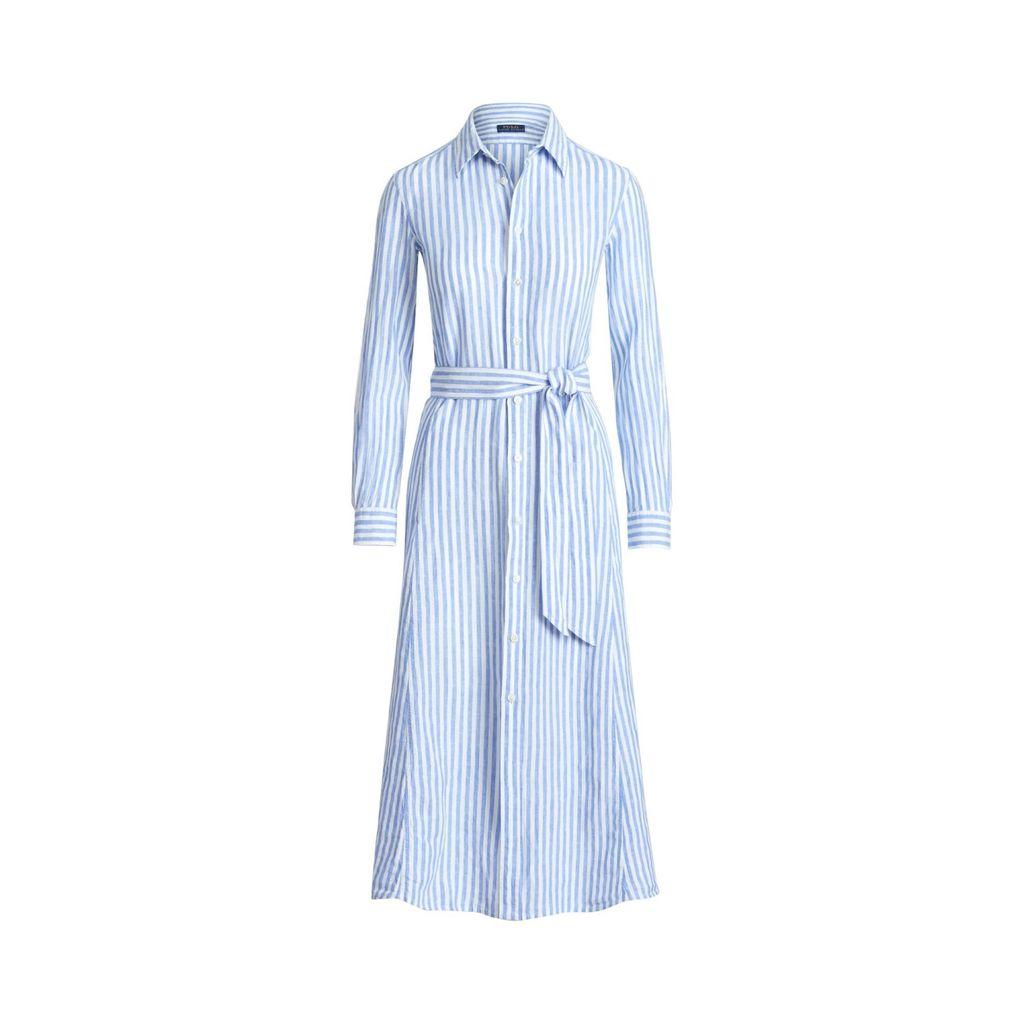 Polo Ralph Lauren Striped Linen Shirtdress in Blue | Lyst Canada