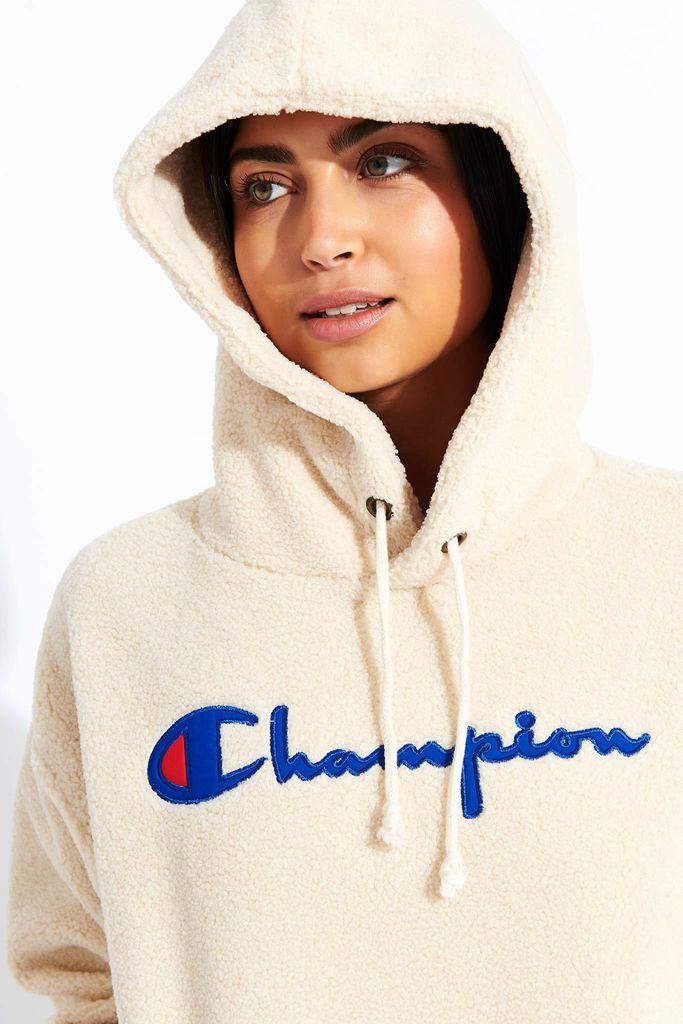 champion small logo hoodie beige
