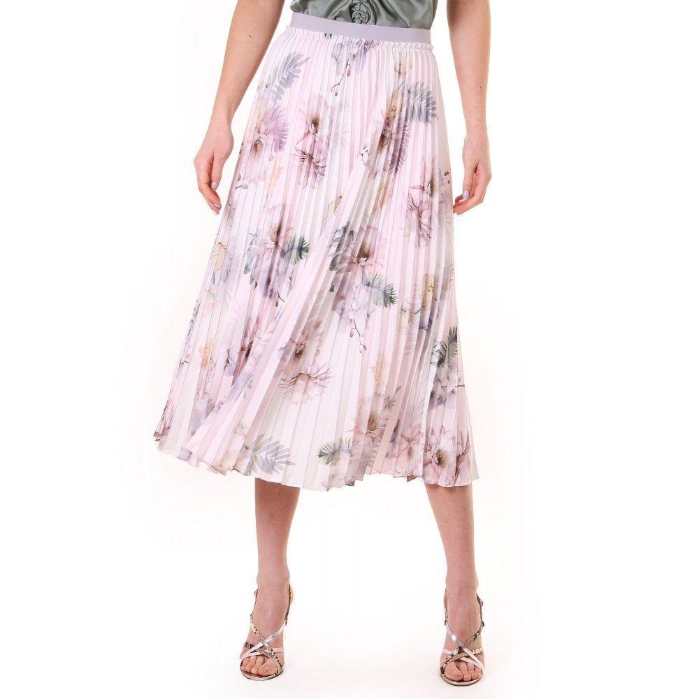 Ted Baker Womens Maziiy Woodland Pleated Skirt in Pink - Lyst