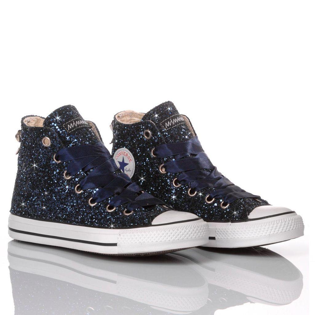 Converse Women's Fullblu118 Blue Glitter Hi Top Sneakers Lyst