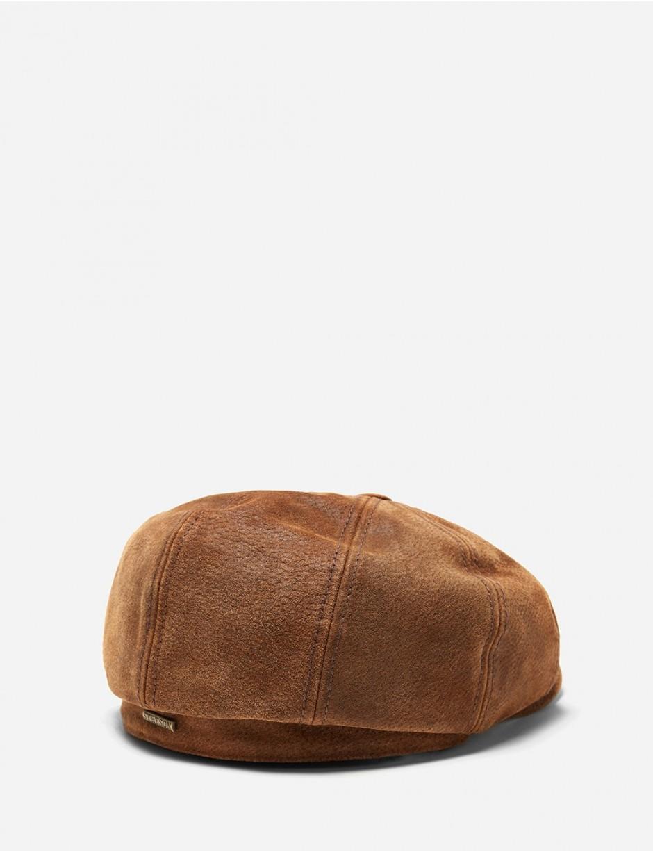stetson burney leather newsboy cap