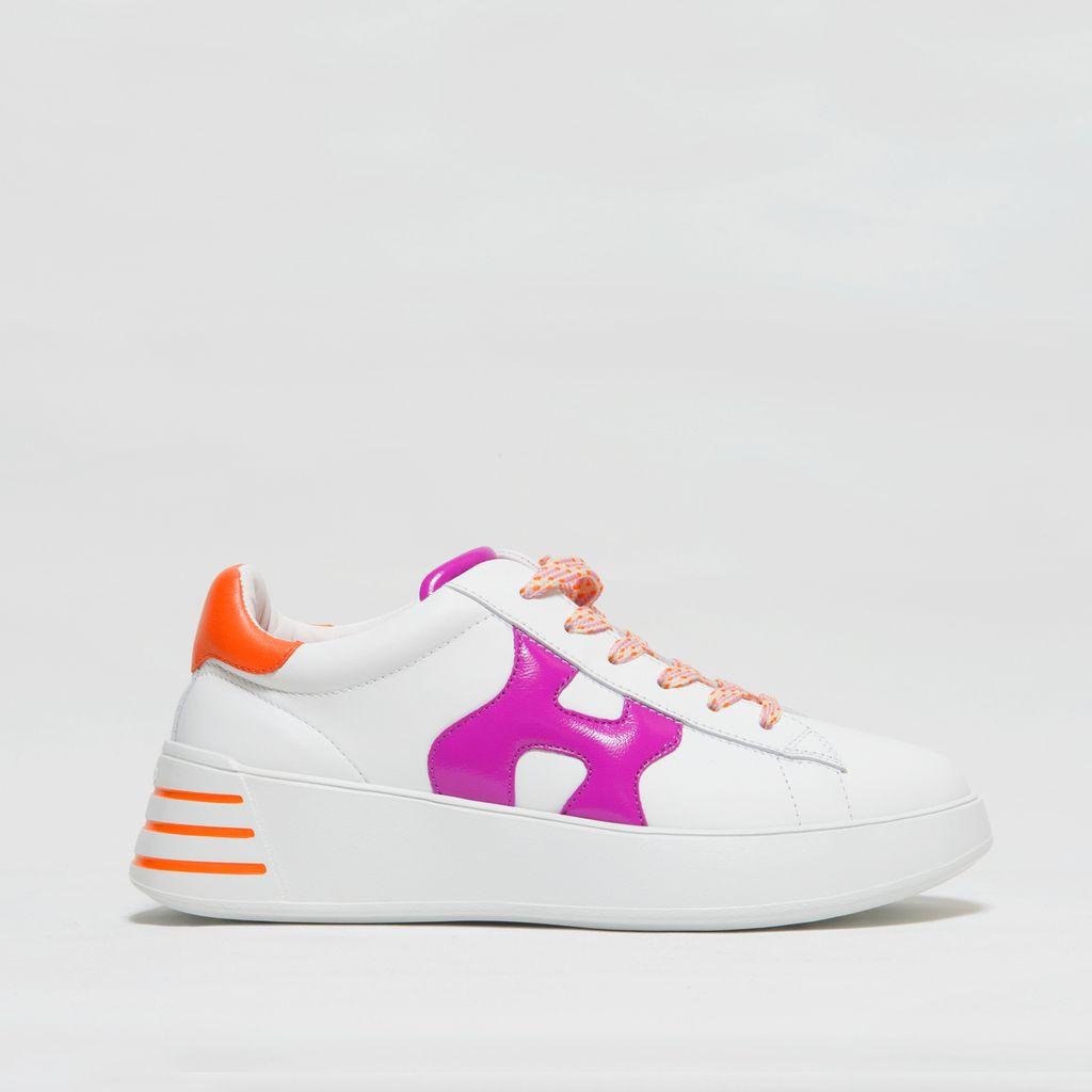 Hogan Rebel In Pelle Bianca Con H Fuxia in White | Lyst