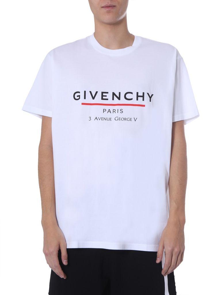 Givenchy Cotton Paris '3 Av George V' Logo T-shirt in White for Men - Lyst