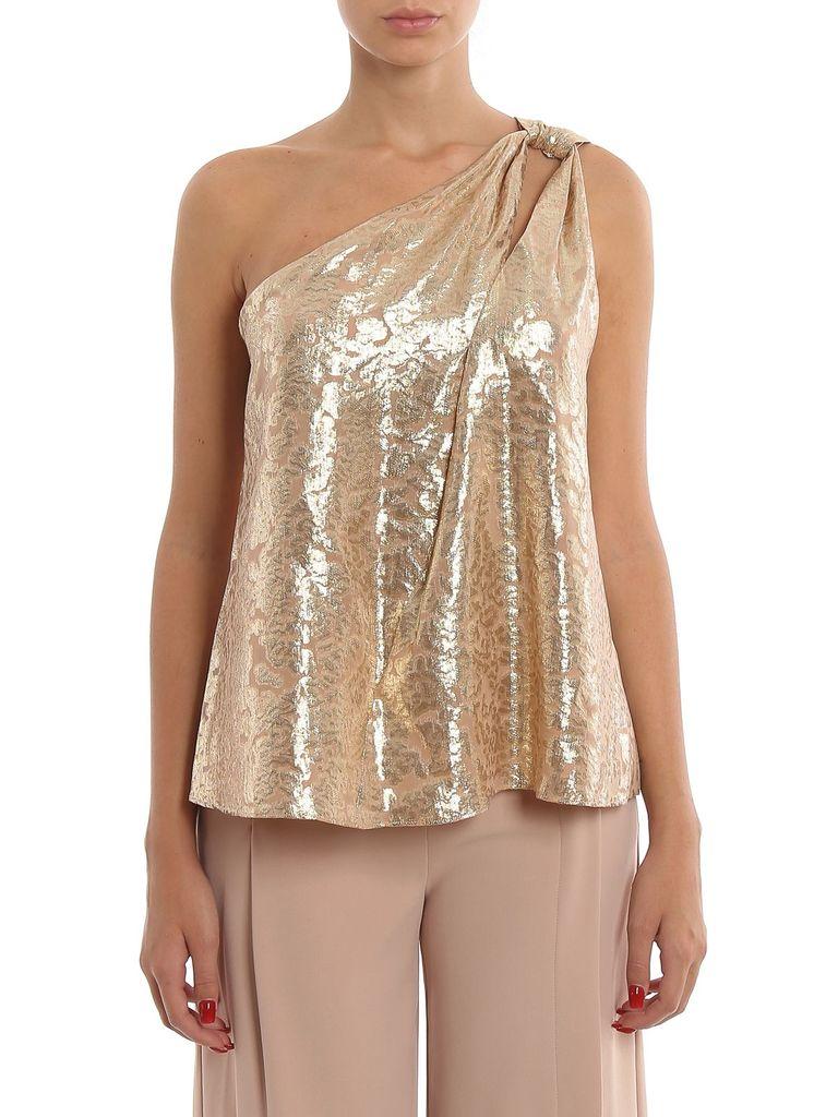 Pinko Women's 1g14ek7588nh5 Gold Silk Top in Metallic Lyst