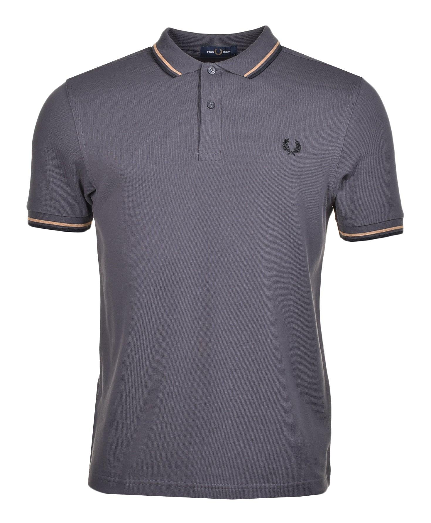 Fred Perry Twin Tipped Polo Shirt Gunmetal Black in Gray for Men | Lyst