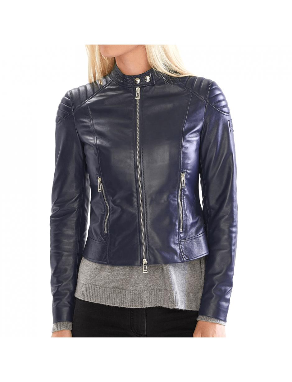 Belstaff Ladies Mollison Leather Jacket in Blue | Lyst Canada