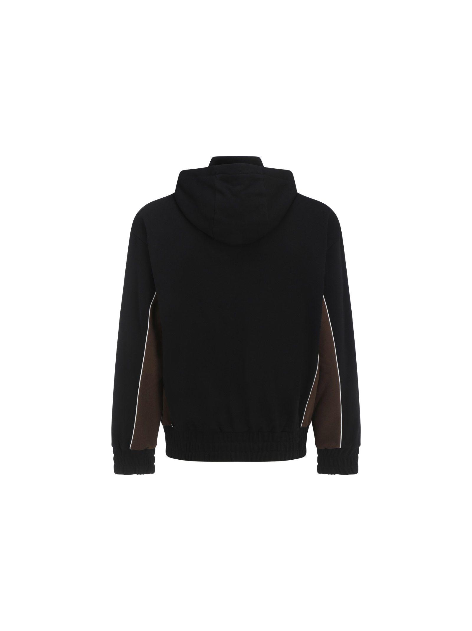Fendi Cotton Hoodie in Black/Coffee 