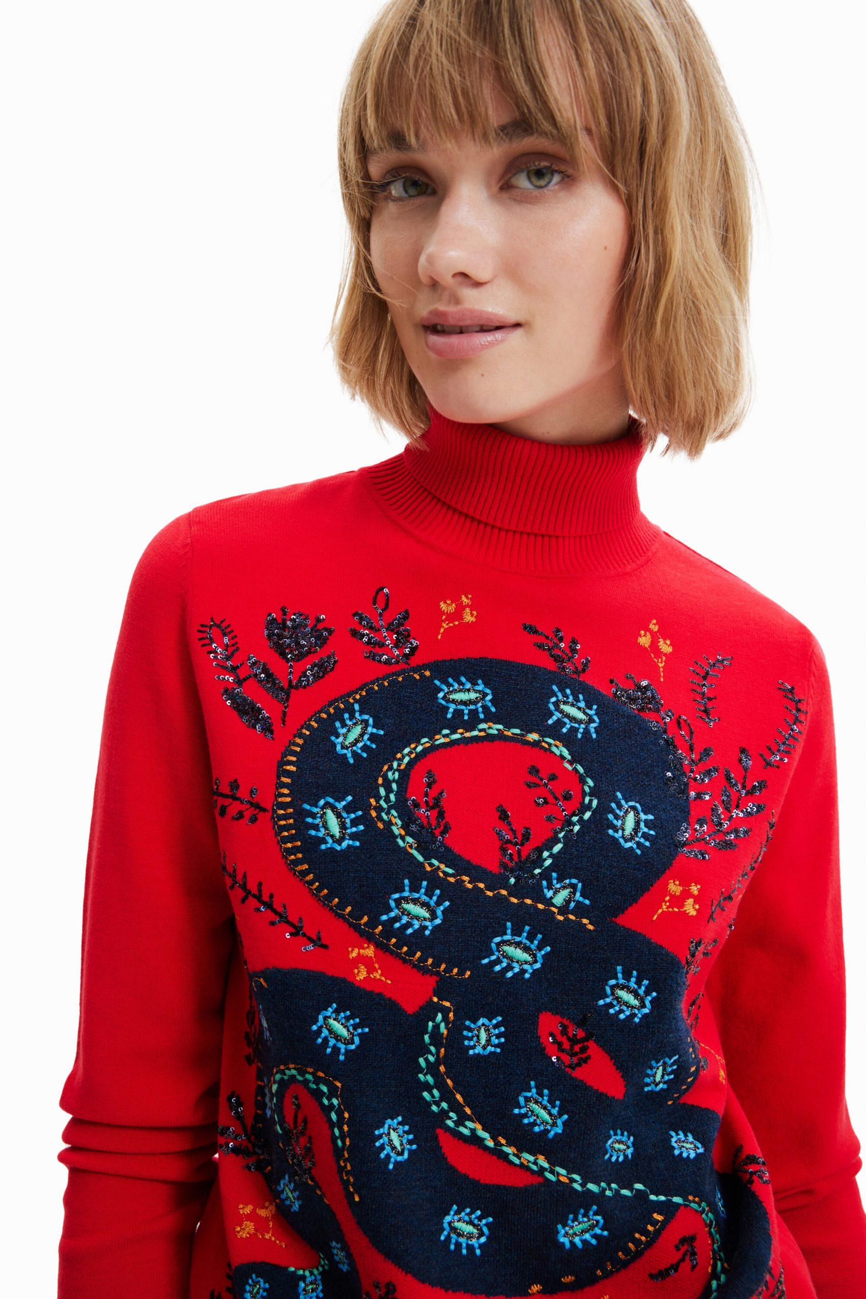 Desigual Tula Snake Jumper in Red | Lyst