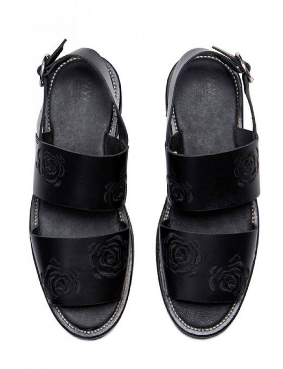 WOOD WOOD Leather Sandals in Black - Lyst