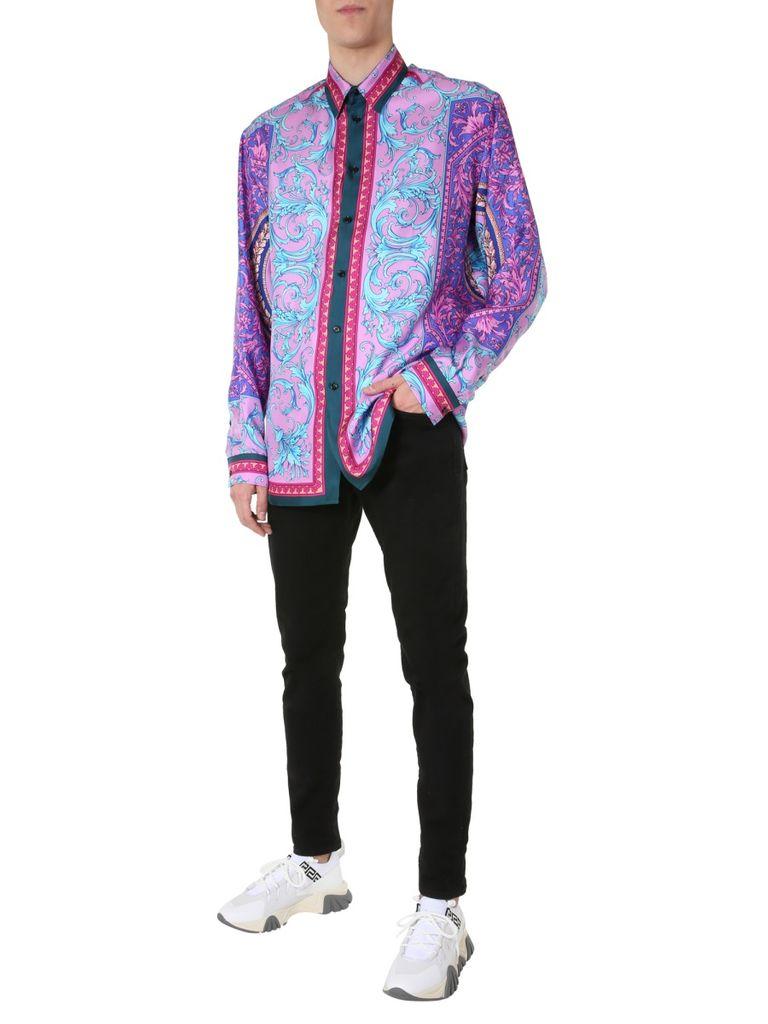 purple versace shirt