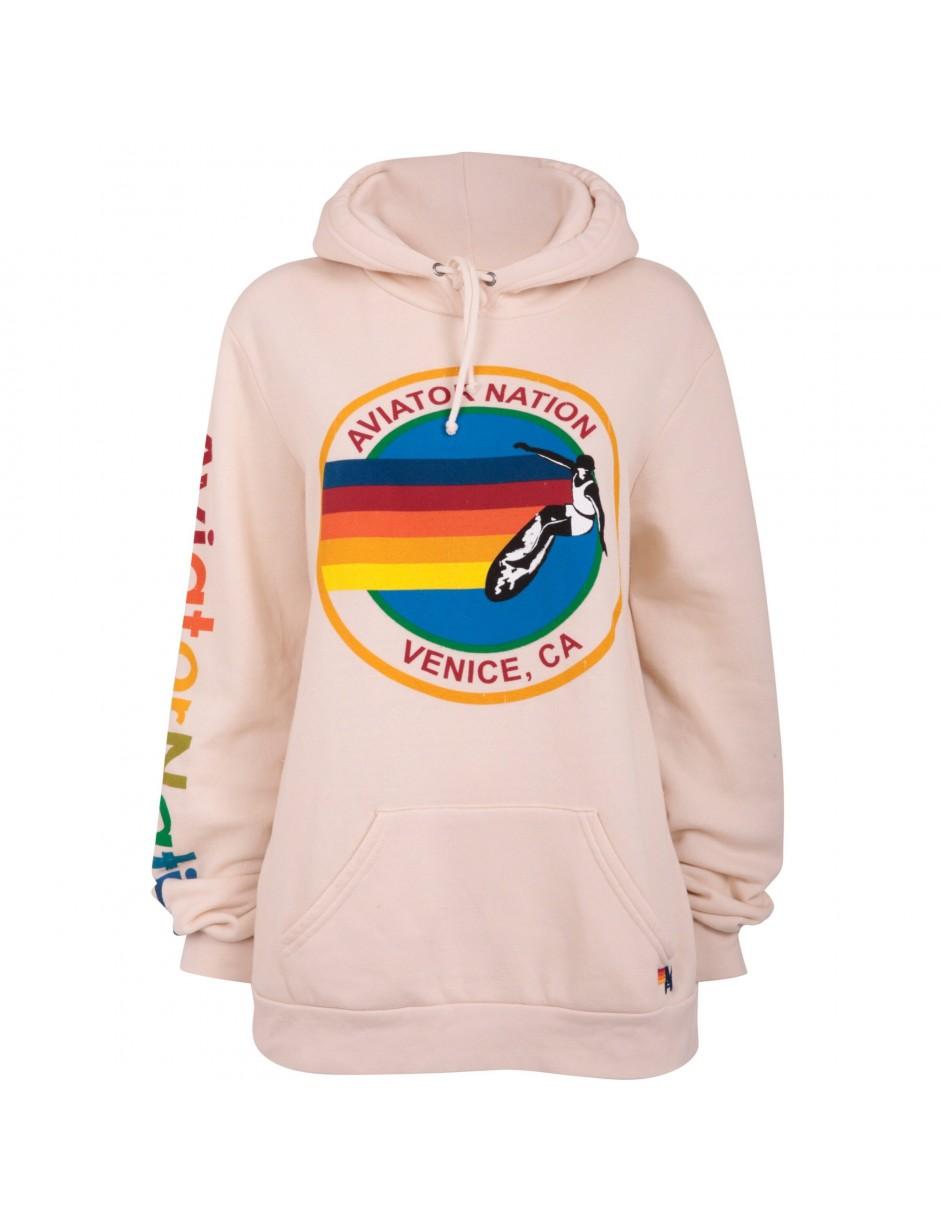 Aviator Nation Cotton Logo Cream Hoodie in Pink Save 6 Lyst
