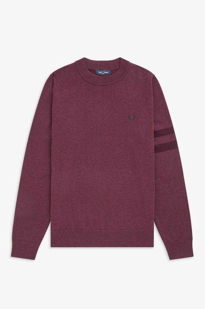 Fred Perry Cotton Fred Perry Tipped Sleeve Crew Neck ...
