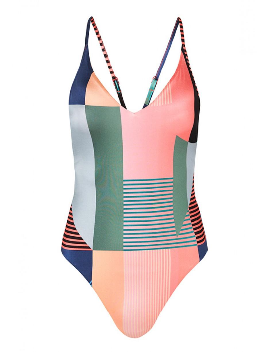 Seafolly Modern Art Retro High Leg Swimsuit in Pink - Lyst