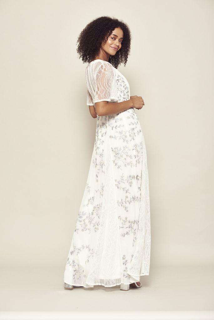 Frock and Frill Lace Jasmine Short Sleeved Embroidered Maxi Dress in White  - Lyst