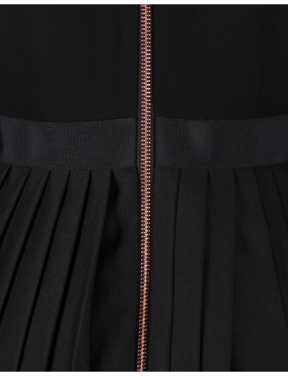 looez lace trim pleated midi dress